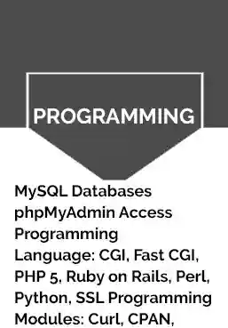 Graphic with the word “PROGRAMMING” and a list of web development technologies and database tools